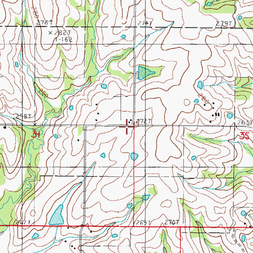 Topographic Map of Prairie City Church, MO