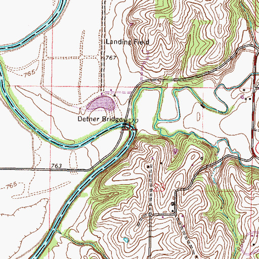 Topographic Map of Prairie Creek, MO