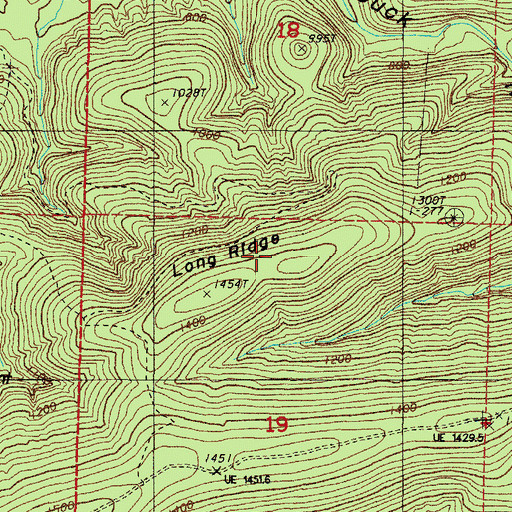 Topographic Map of Long Ridge, AR