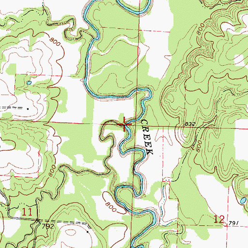 Topographic Map of Prairie Flower Branch, MO