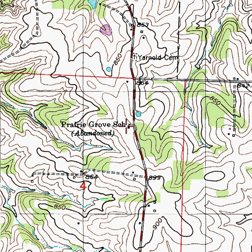 Topographic Map of Prairie Grove School (historical), MO