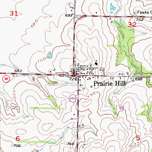 Topographic Map of Prairie Hill, MO