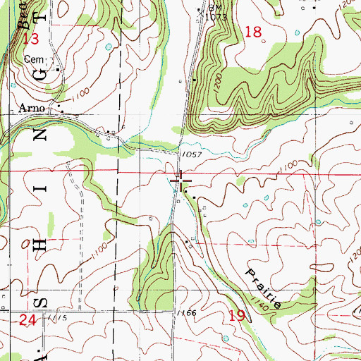 Topographic Map of Prairie Hollow, MO