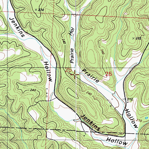 Topographic Map of Prairie Hollow, MO
