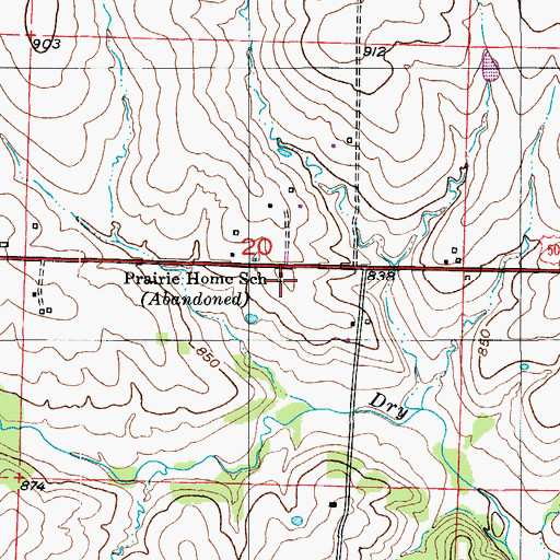 Topographic Map of Prairie Home School (historical), MO