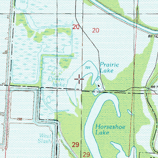Topographic Map of Prairie Lake, MO