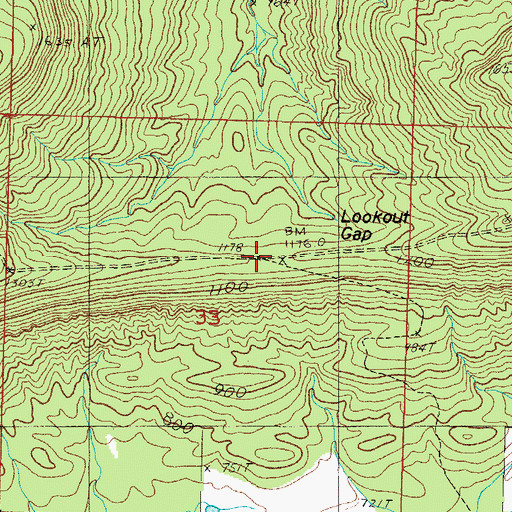 Topographic Map of Lookout Gap, AR