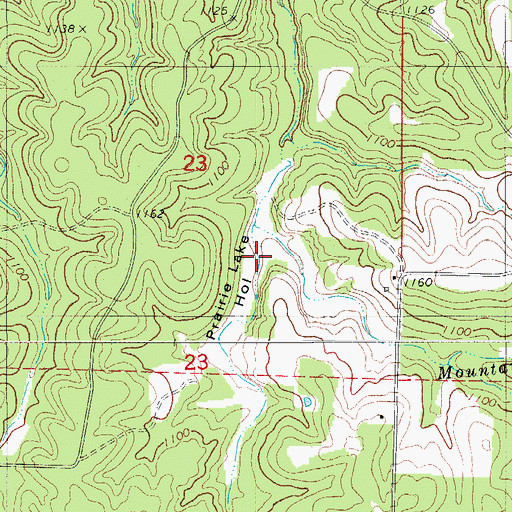 Topographic Map of Prairie Lake Hollow, MO