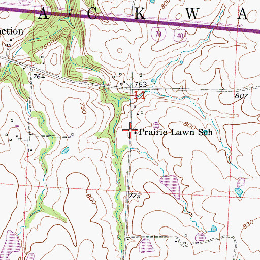 Topographic Map of Prairie Lawn School (historical), MO