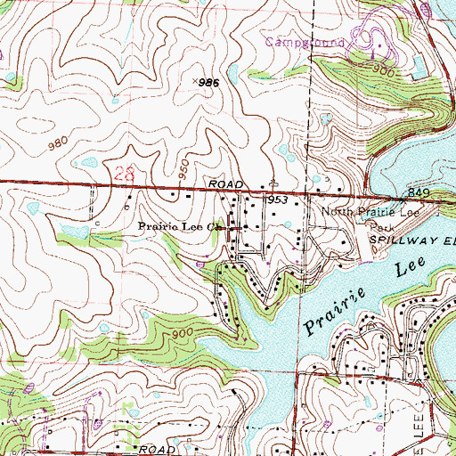 Topographic Map of Prairie Lee Church, MO