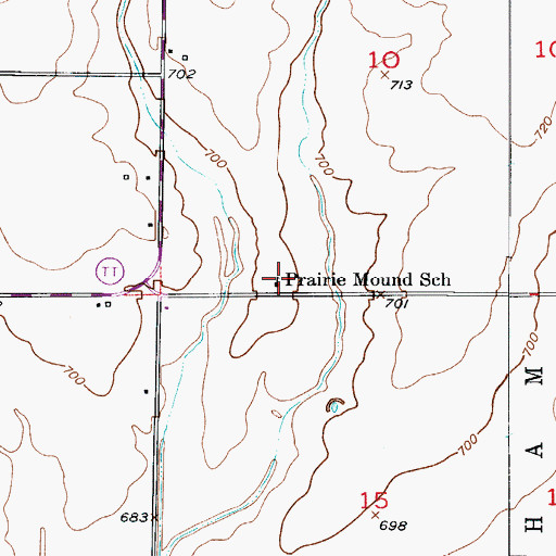 Topographic Map of Prairie Mound School, MO