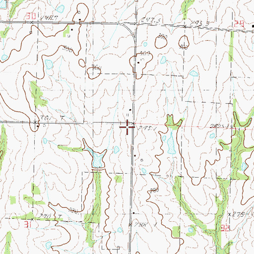 Topographic Map of Prairie Town School (historical), MO
