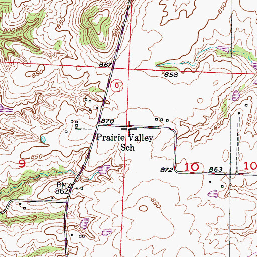 Topographic Map of Prairie Valley School (historical), MO
