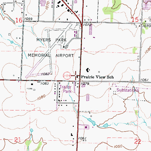 Topographic Map of Prairie View School (historical), MO