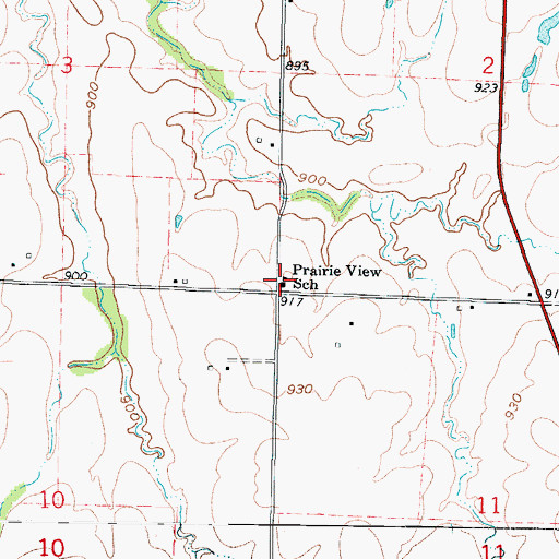 Topographic Map of Prairie View School (historical), MO