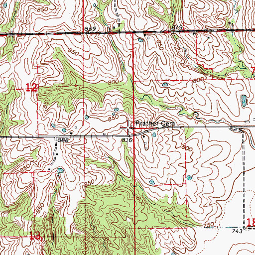 Topographic Map of Prather Cemetery, MO