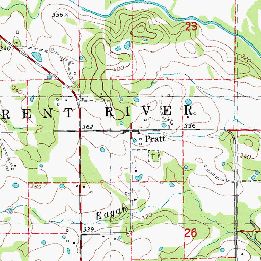 Topographic Map of Pratt, MO