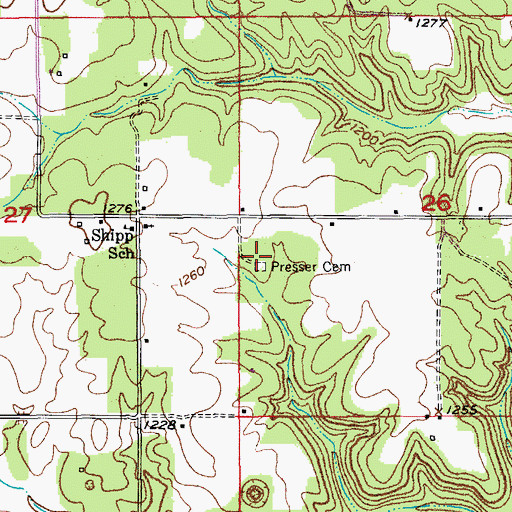Topographic Map of Presser Cemetery, MO