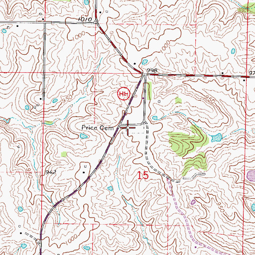 Topographic Map of Price Cemetery, MO