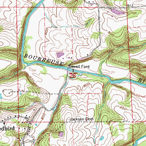 Topographic Map of Price Creek, MO