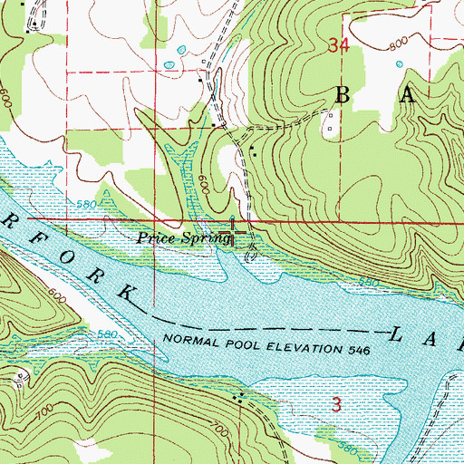 Topographic Map of Price Spring, MO