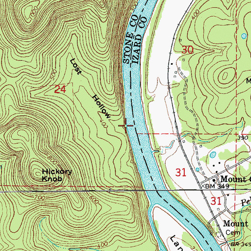 Topographic Map of Lost Hollow, AR