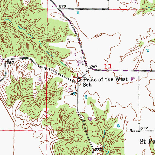 Topographic Map of Pride of the West School, MO