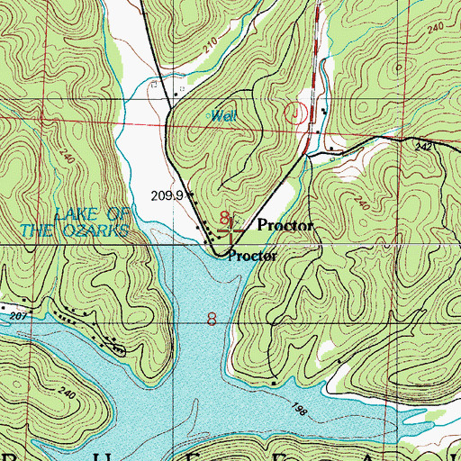 Topographic Map of Proctor Cemetery, MO
