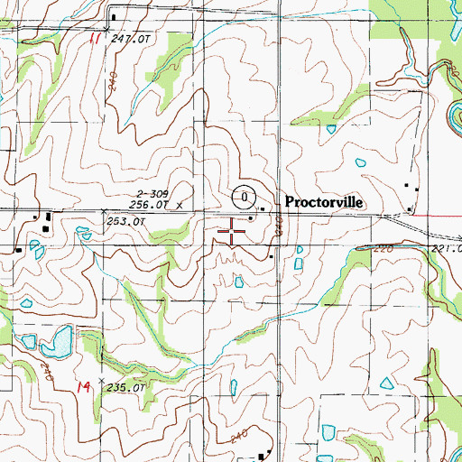 Topographic Map of Proctorville School, MO