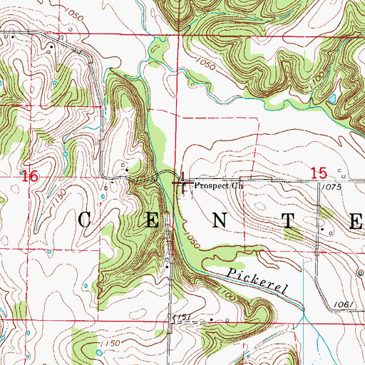 Topographic Map of Prospect Church, MO