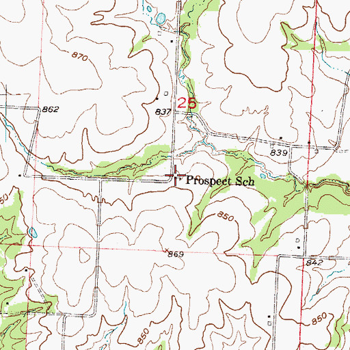 Topographic Map of Prospect School (historical), MO