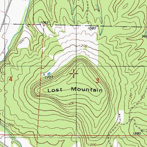 Topographic Map of Lost Mountain, AR