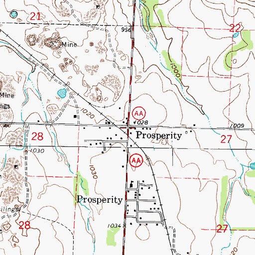 Topographic Map of Prosperity, MO