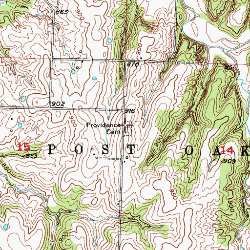 Topographic Map of Providence Cemetery, MO