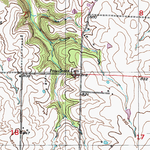 Topographic Map of Providence Cemetery, MO