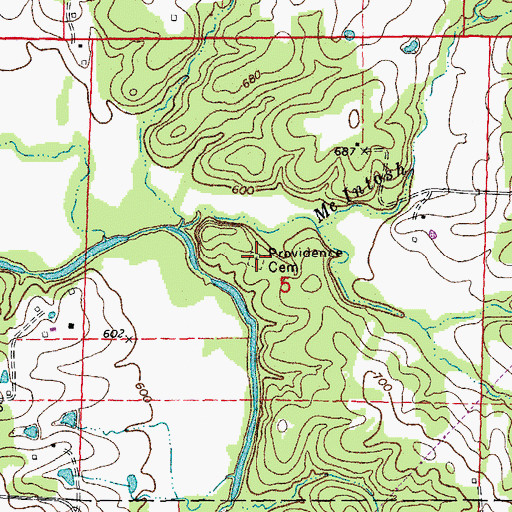 Topographic Map of Providence Cemetery, MO