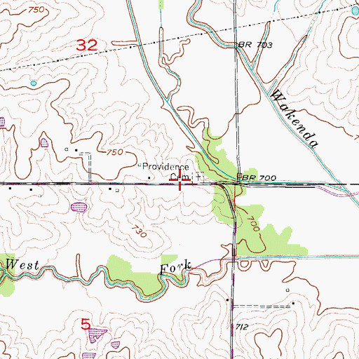 Topographic Map of Providence Cemetery, MO