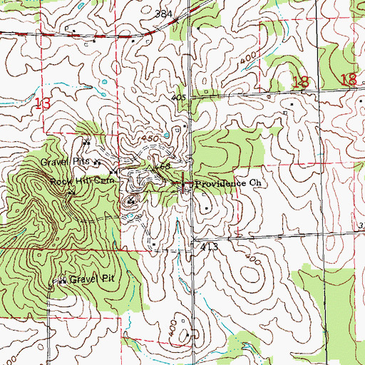 Topographic Map of Providence Church, MO