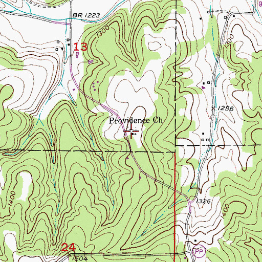 Topographic Map of Providence Church, MO