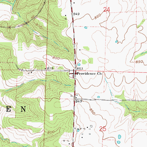 Topographic Map of Providence Church, MO