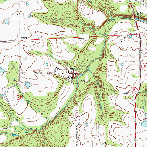 Topographic Map of Providence Church, MO