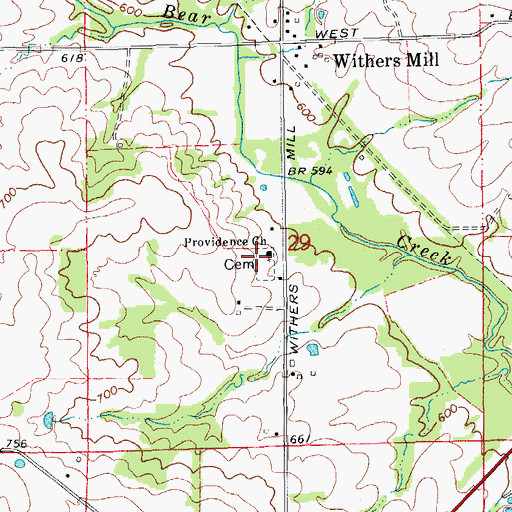 Topographic Map of Providence Church, MO