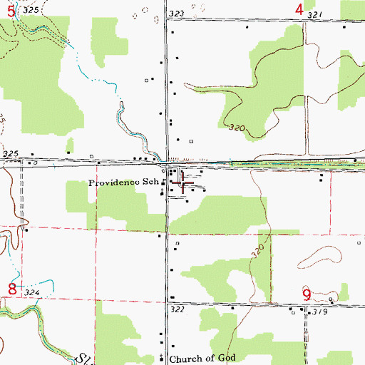Topographic Map of Providence School, MO