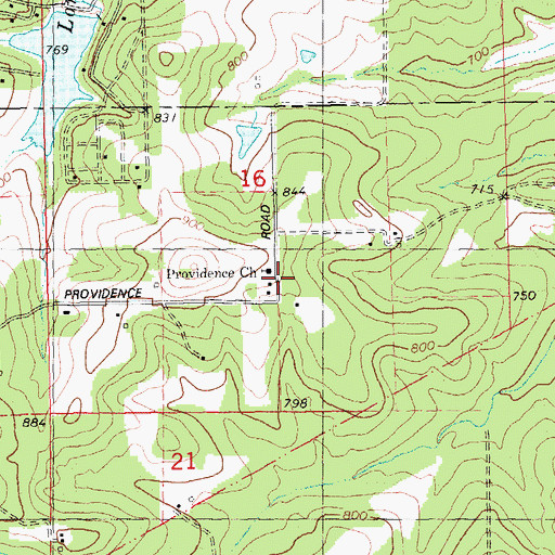 Topographic Map of Providence School, MO