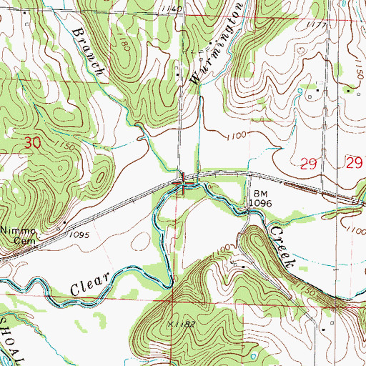 Topographic Map of Pryor Branch, MO