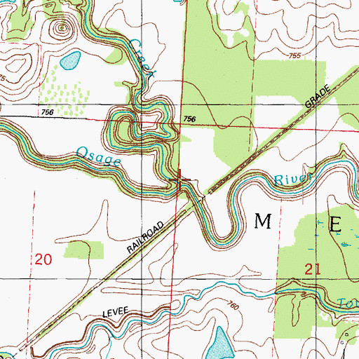 Topographic Map of Pryor Creek, MO