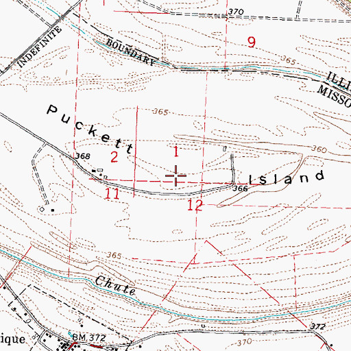 Topographic Map of Puckett Island, MO