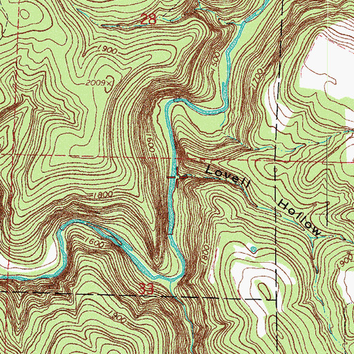 Topographic Map of Lovell Hollow, AR