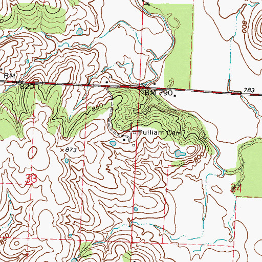 Topographic Map of Pulliam Cemetery, MO