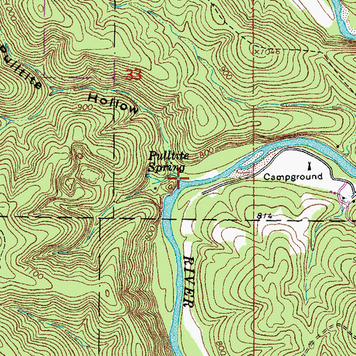 Topographic Map of Pulltite Hollow, MO